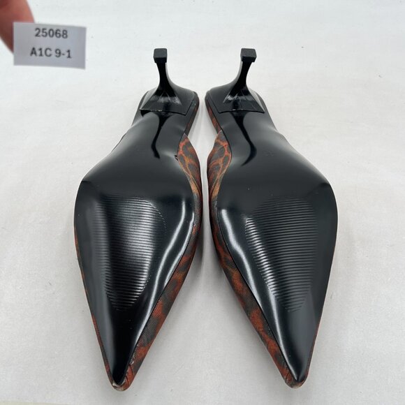 Wansseny Leopard Pointed Toe Slip On Comfy Mules Low Kitten Heel Backless Pumps - Picture 7 of 8